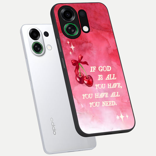 Cherry Quote phone case For Oppo K13 Turbo showing premium glass back cover with detailed artwork