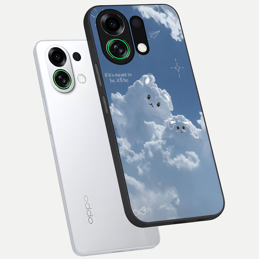 Cloud Bunny Dreams phone case For Oppo K13 Turbo showing premium glass back cover with detailed artwork