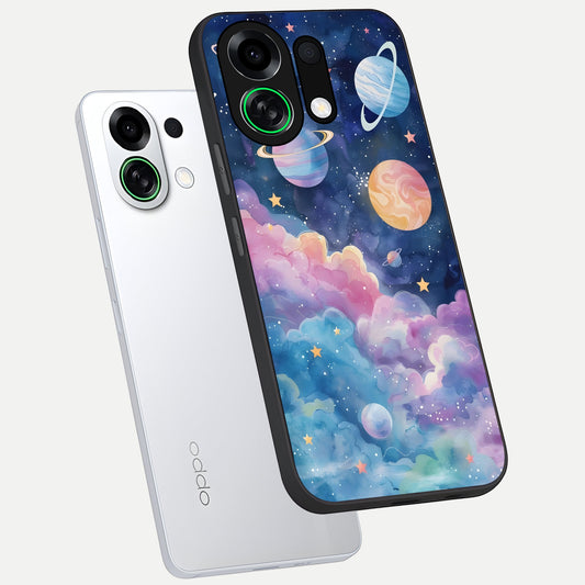 Cosmic Planet Dreams phone case For Oppo K13 Turbo showing premium glass back cover with detailed artwork