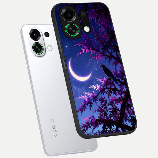 Crow And Moon Scenery phone case For Oppo K13 Turbo showing premium glass back cover with detailed artwork
