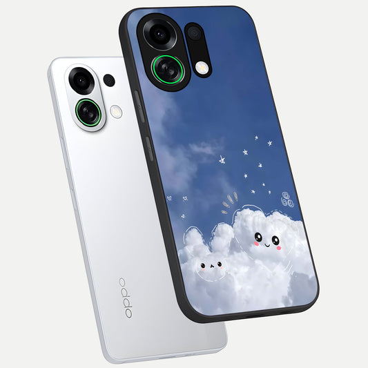 Cute Blossom Cloud phone case For Oppo K13 Turbo showing premium glass back cover with detailed artwork