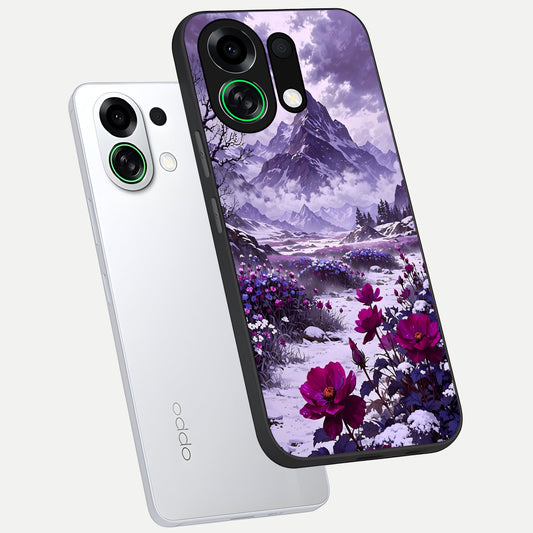 Flower Mountain View phone case For Oppo K13 Turbo showing premium glass back cover with detailed artwork