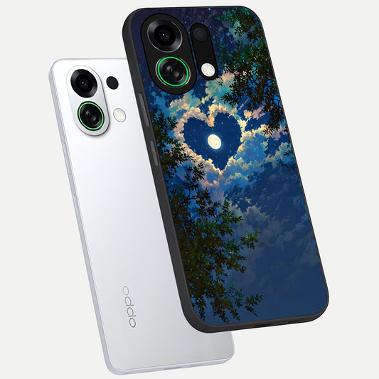 Heart With Moon Sky phone case For Oppo K13 Turbo showing premium glass back cover with detailed artwork