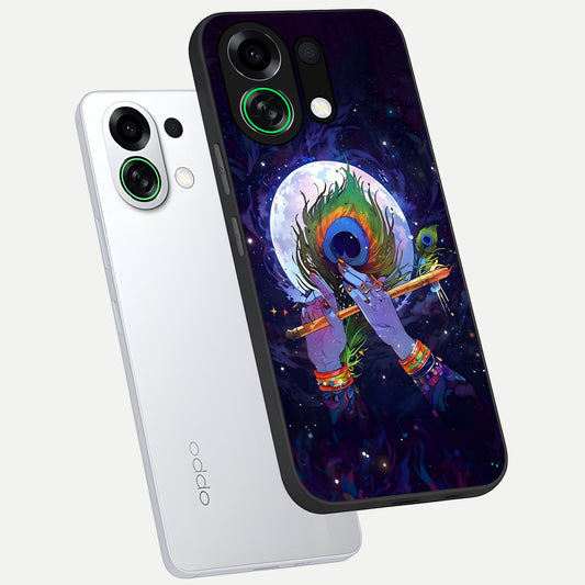 Krishna Hands Art phone case For Oppo K13 Turbo showing premium glass back cover with detailed artwork