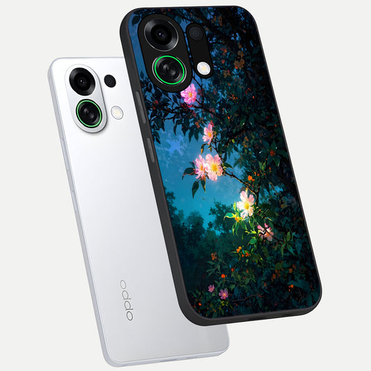 Midnight Bloom Glow phone case For Oppo K13 Turbo showing premium glass back cover with detailed artwork