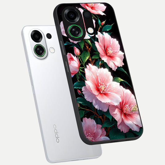 Peach Flower phone case For Oppo K13 Turbo showing premium glass back cover with detailed artwork