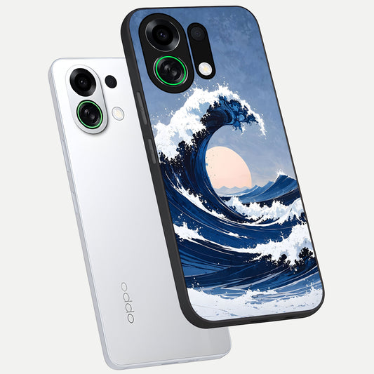 Rising Tide Power phone case For Oppo K13 Turbo showing premium glass back cover with detailed artwork
