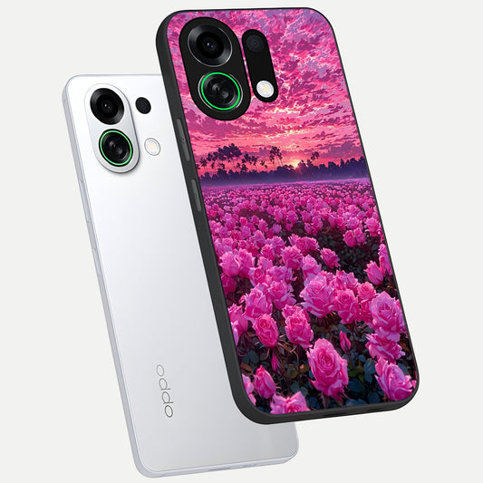 Rose Sunset Valley phone case For Oppo K13 Turbo showing premium glass back cover with detailed artwork