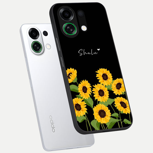 Sunflower Sky Bloom phone case For Oppo K13 Turbo showing premium glass back cover with detailed artwork