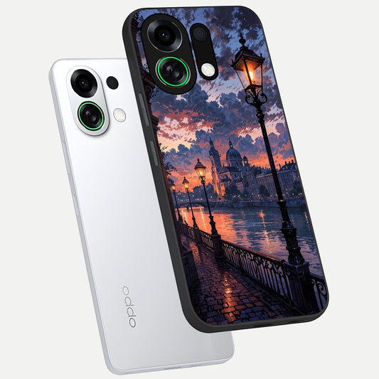 Twilight River Lights phone case For Oppo K13 Turbo showing premium glass back cover with detailed artwork