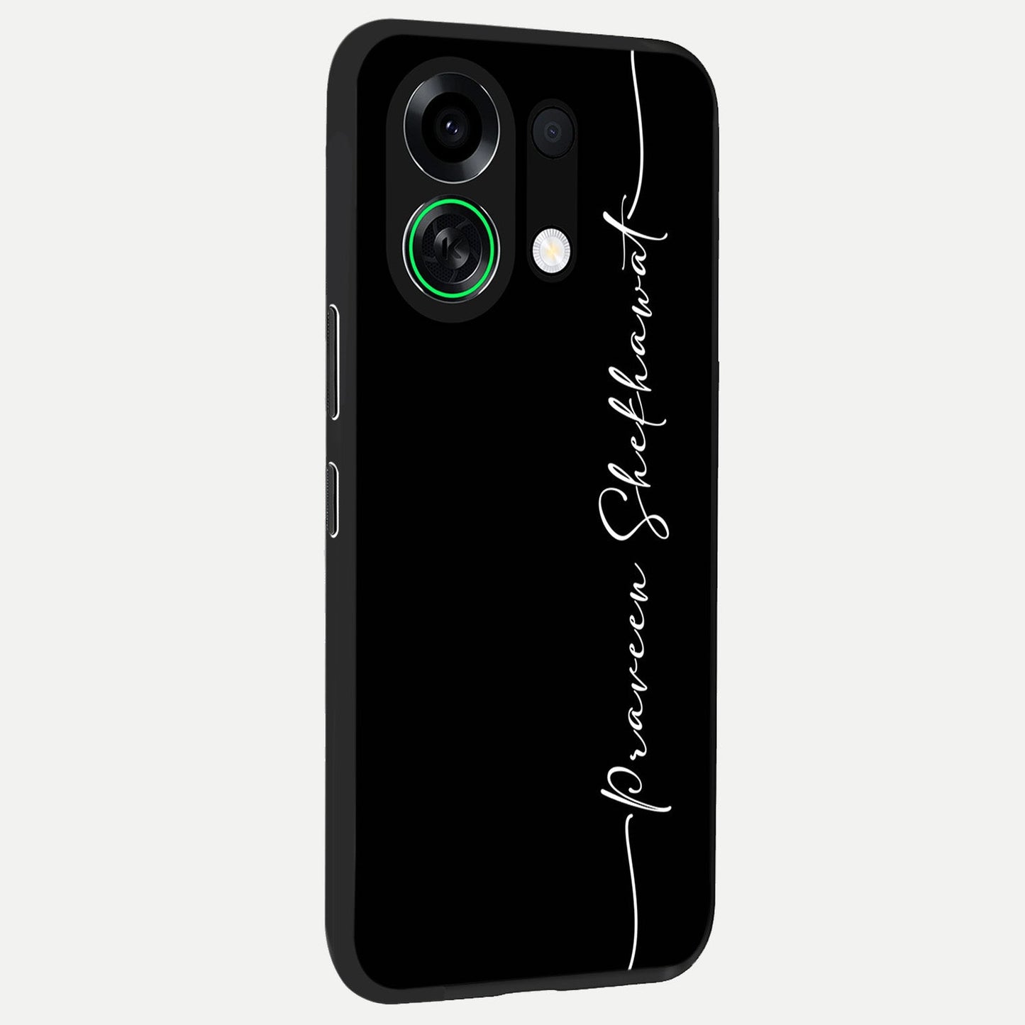 Black Tune Custom Name back cover For Oppo K13 Turbo slim fit glass case with vibrant aesthetic design
