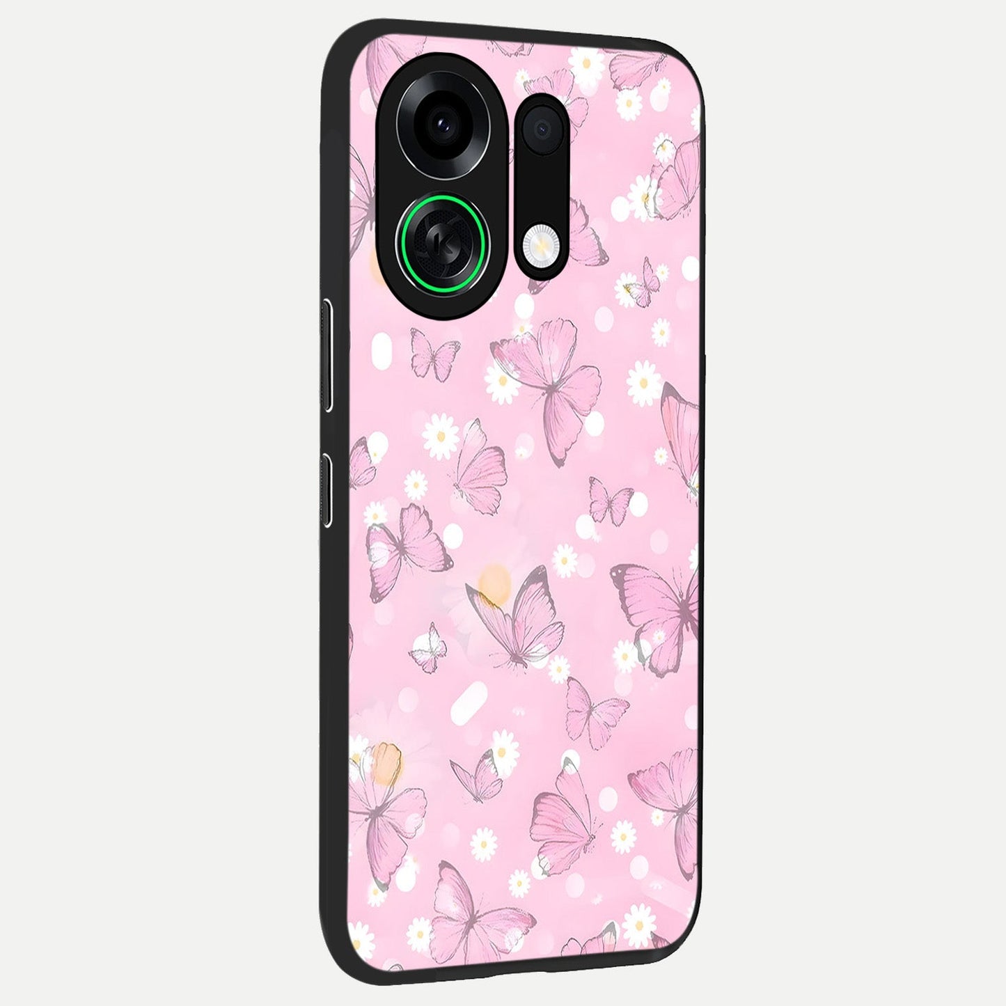 Blush Butterfly Garden back cover For Oppo K13 Turbo slim fit glass case with vibrant aesthetic design