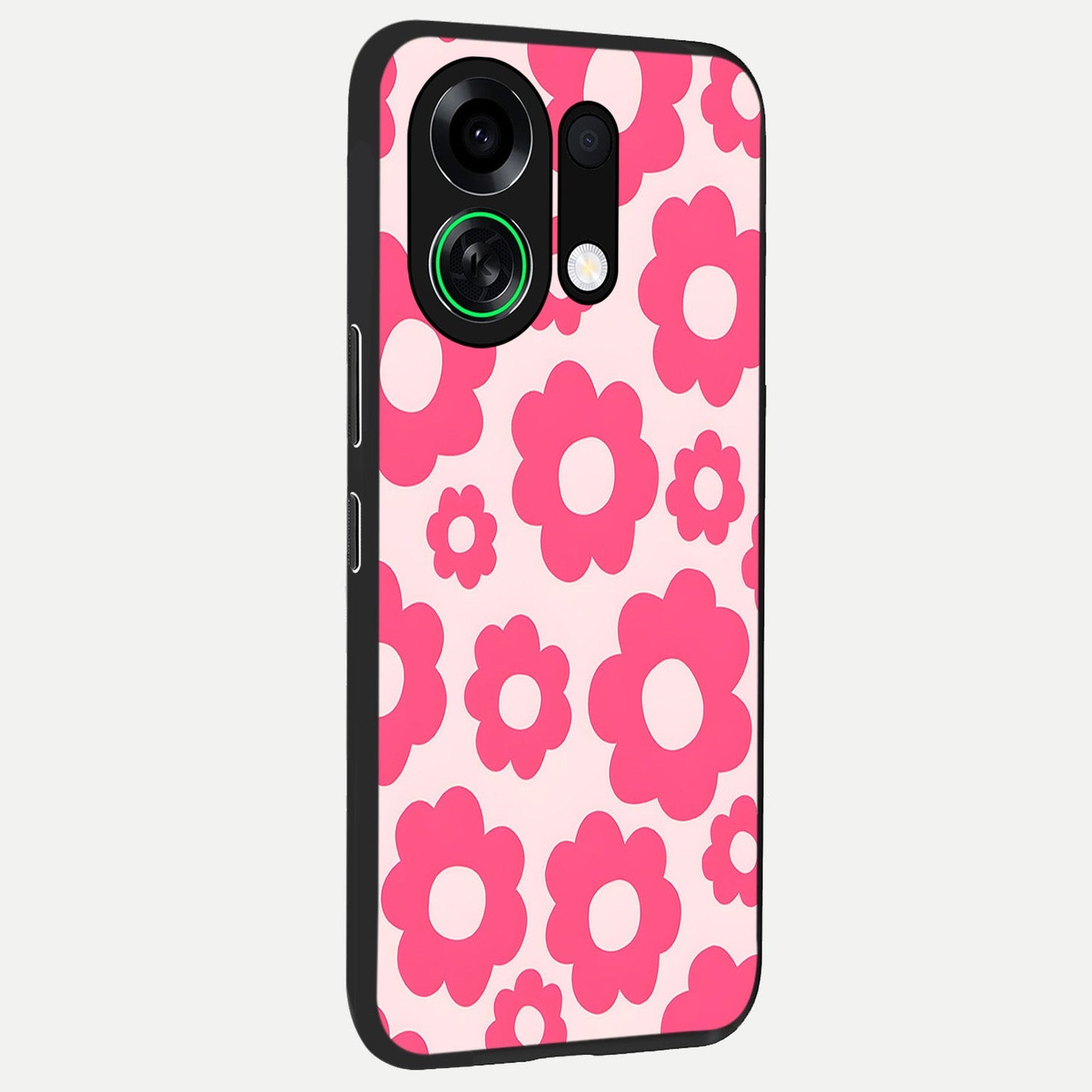 Blush Flower Pop back cover For Oppo K13 Turbo slim fit glass case with vibrant aesthetic design