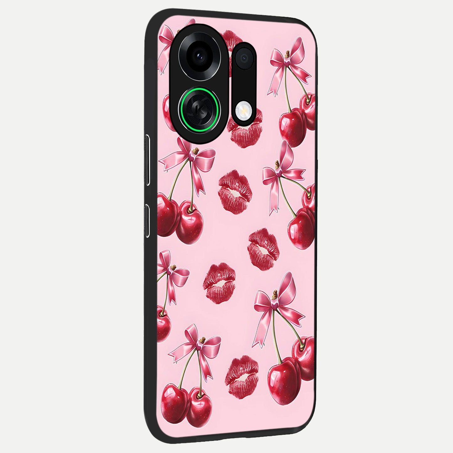 Cherry With Lips back cover For Oppo K13 Turbo slim fit glass case with vibrant aesthetic design