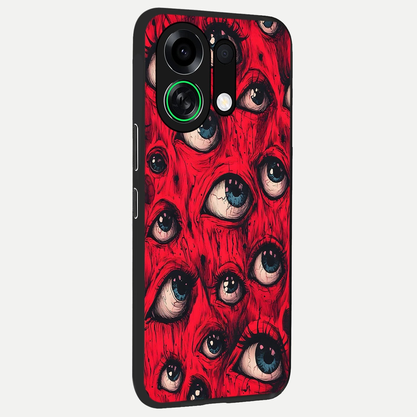 Crimson Watch Eyes back cover For Oppo K13 Turbo slim fit glass case with vibrant aesthetic design