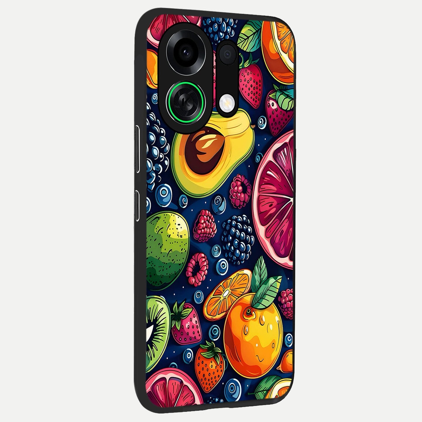 Cute Fruits Art back cover For Oppo K13 Turbo slim fit glass case with vibrant aesthetic design