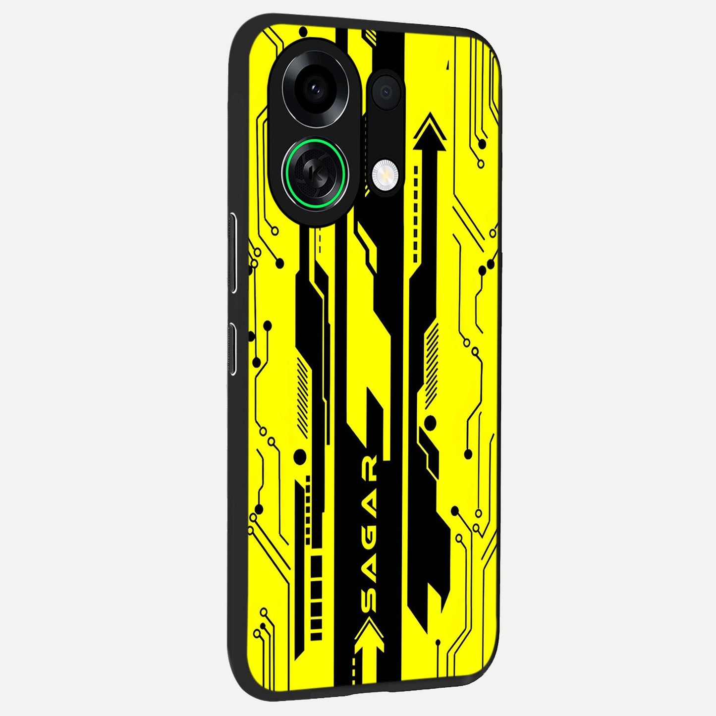 Electric Pulse CYBERPUNK Custom Name back cover For Oppo K13 Turbo slim fit glass case with vibrant aesthetic design