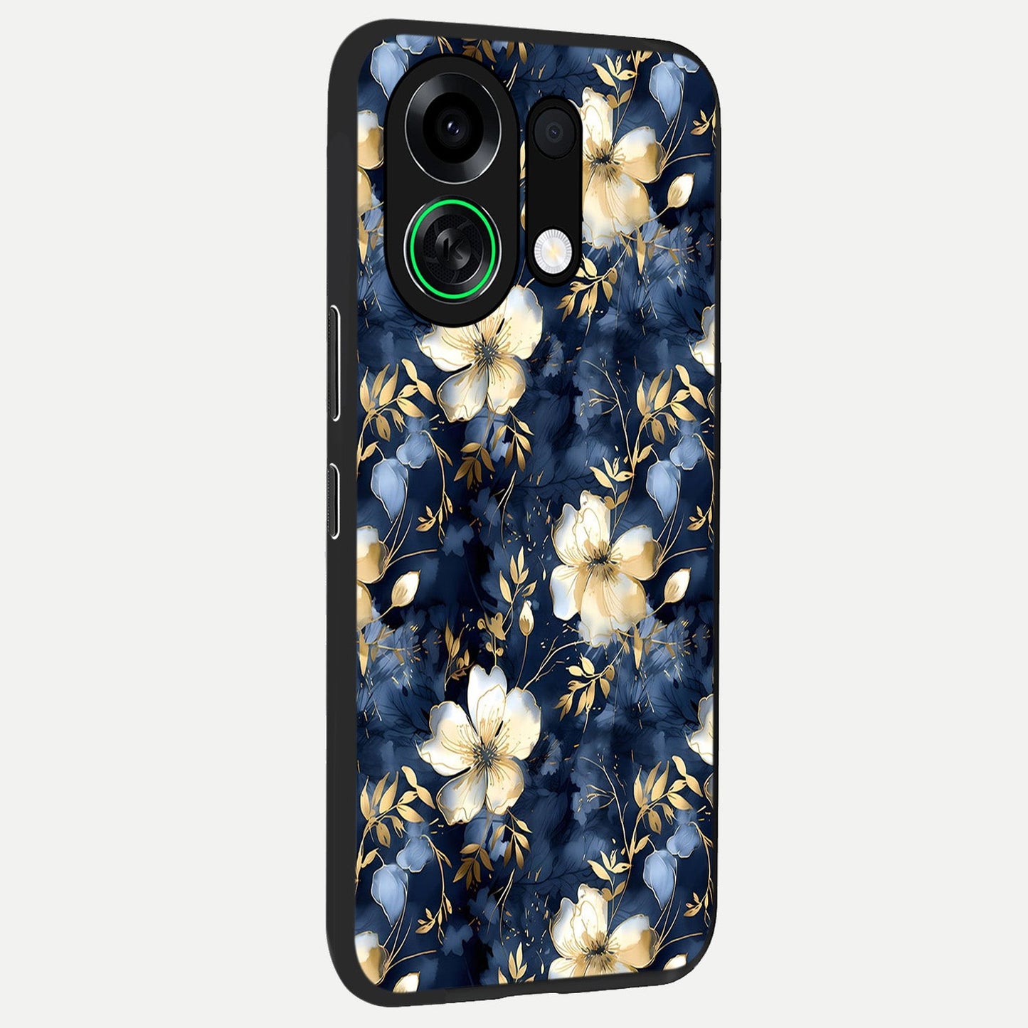 Golden Midnight Bloom back cover For Oppo K13 Turbo slim fit glass case with vibrant aesthetic design