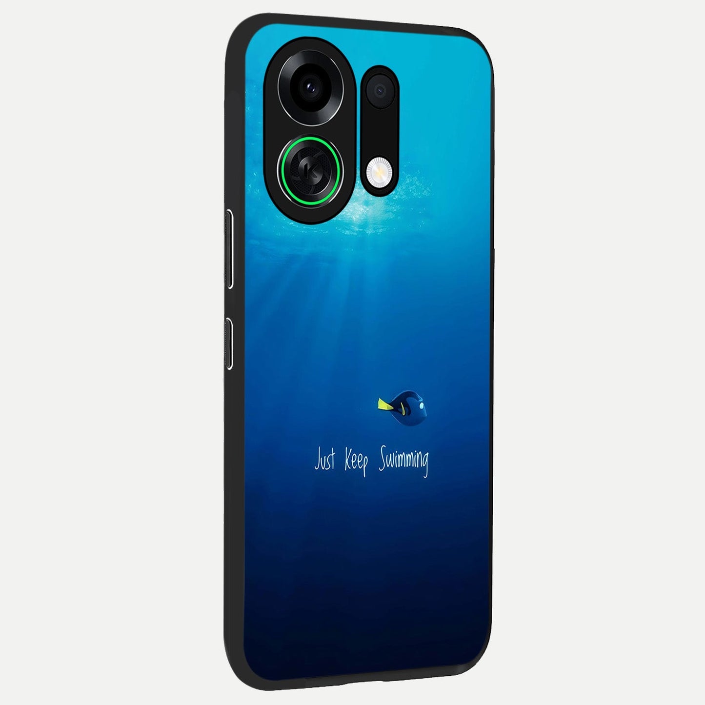 Just Keep Swimming back cover For Oppo K13 Turbo slim fit glass case with vibrant aesthetic design