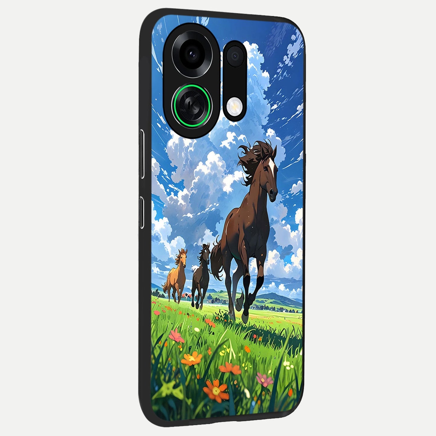 Majestic Horses Galloping back cover For Oppo K13 Turbo slim fit glass case with vibrant aesthetic design