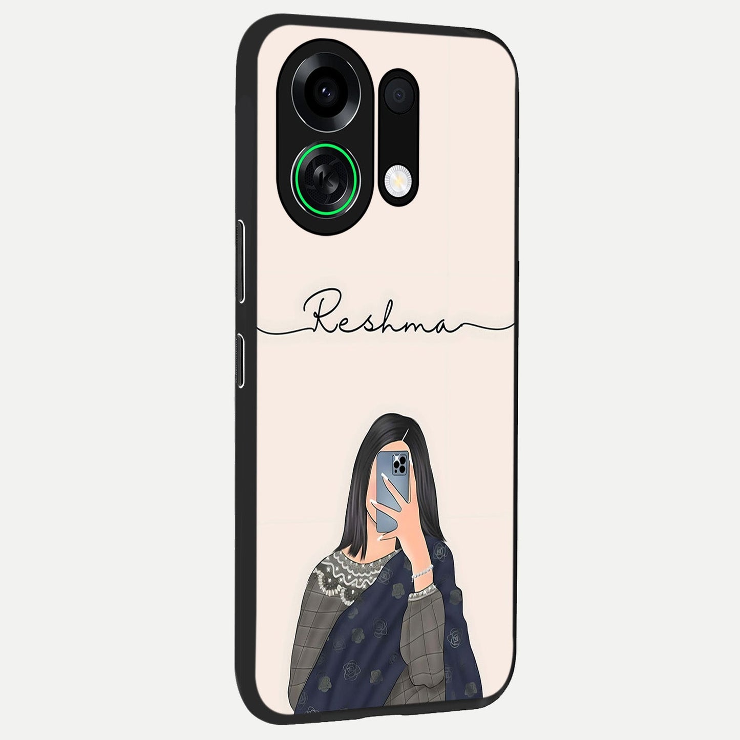 Mirror Mood Muse With Custom Name back cover For Oppo K13 Turbo slim fit glass case with vibrant aesthetic design