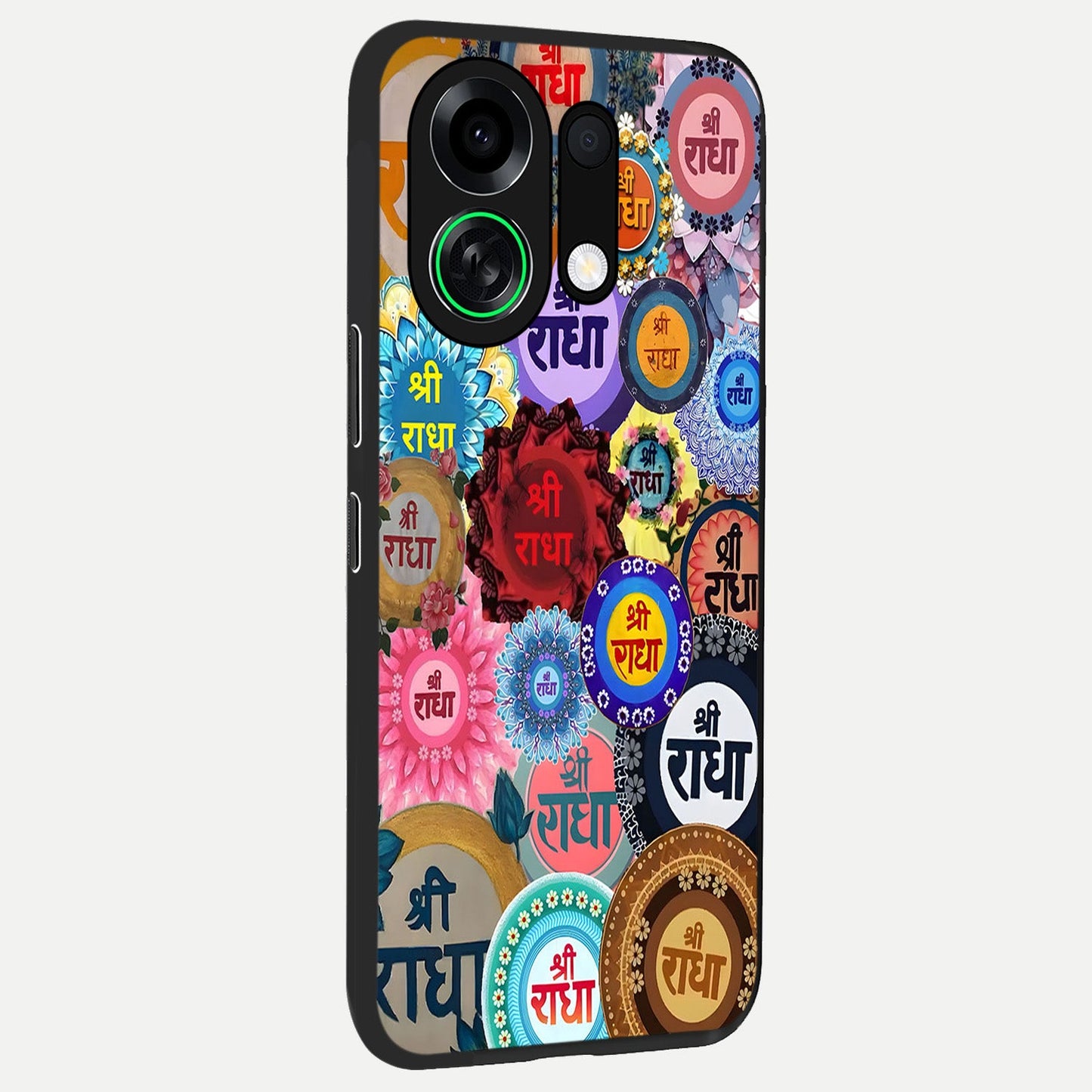 Radha Divine Bloom back cover For Oppo K13 Turbo slim fit glass case with vibrant aesthetic design