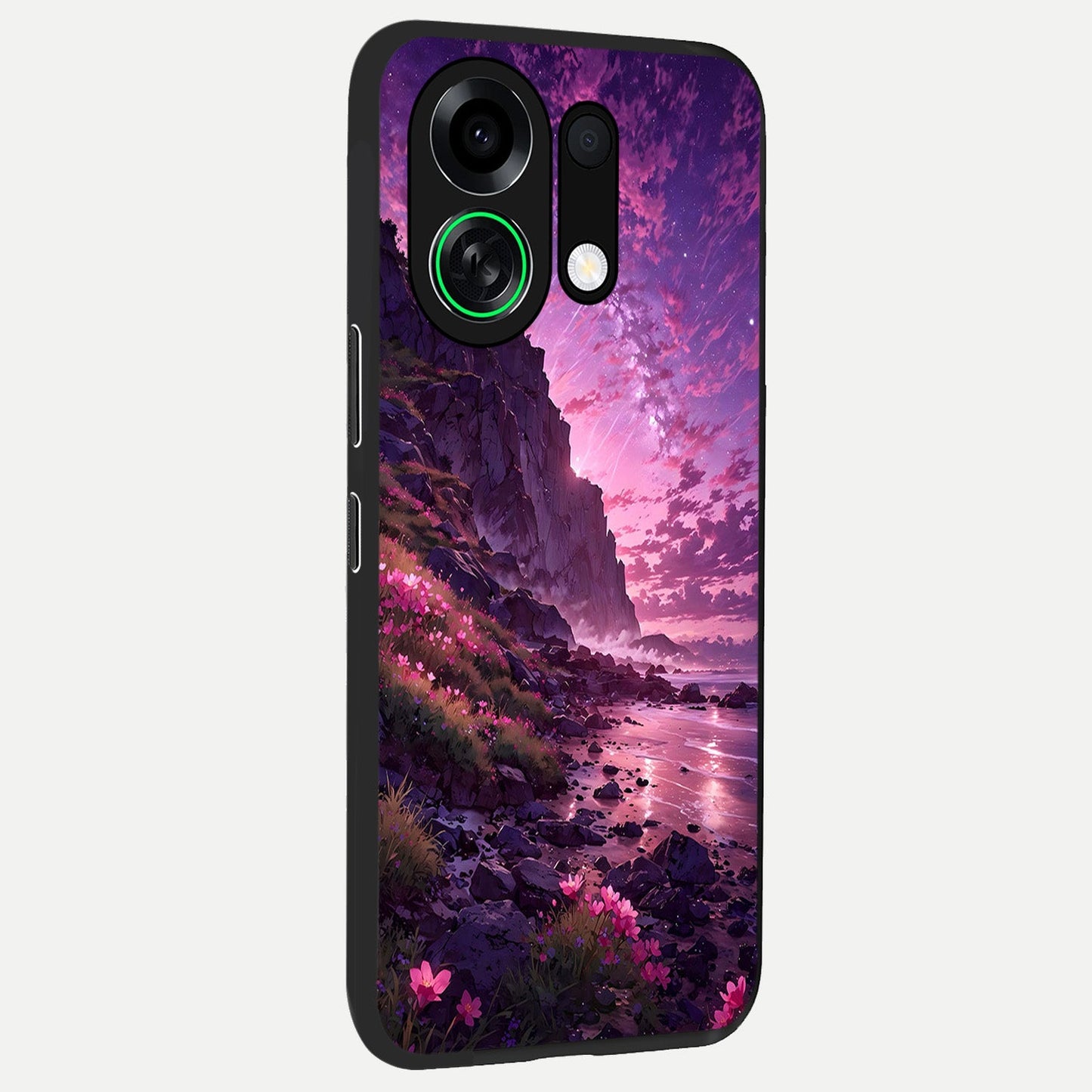 Twilight Blossom Coast back cover For Oppo K13 Turbo slim fit glass case with vibrant aesthetic design