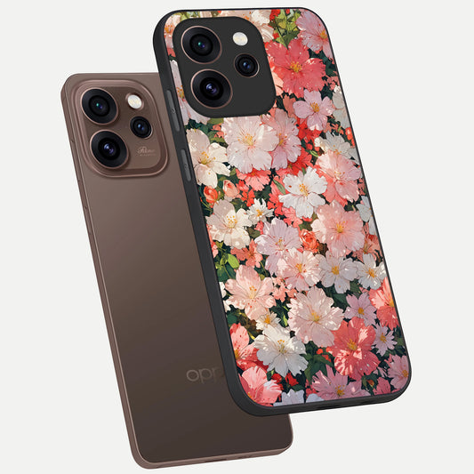 Blush Bloom Field phone case For Oppo Reno 15 Pro showing premium glass back cover with detailed artwork