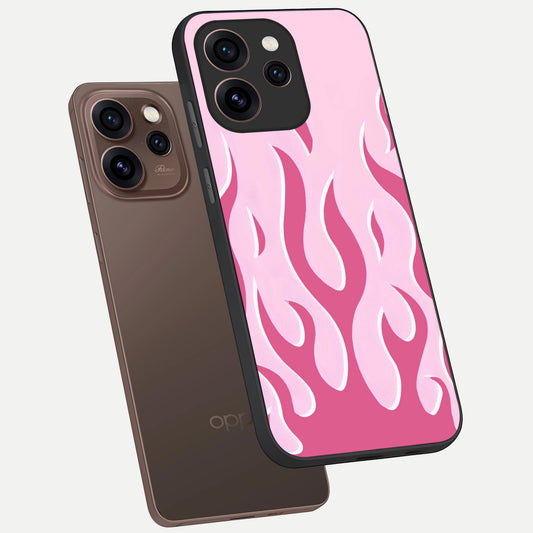 Blush Flame Energy phone case For Oppo Reno 15 Pro showing premium glass back cover with detailed artwork