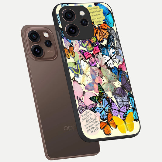 Butterflies Petal Dream phone case For Oppo Reno 15 Pro showing premium glass back cover with detailed artwork
