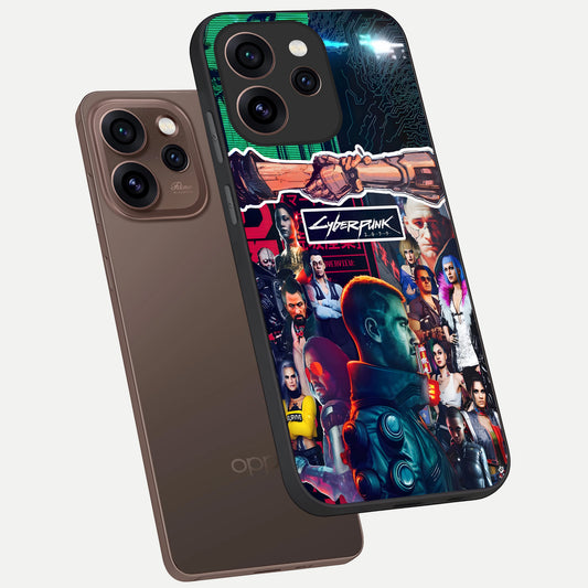 CYBERPUNK Legacy phone case For Oppo Reno 15 Pro showing premium glass back cover with detailed artwork