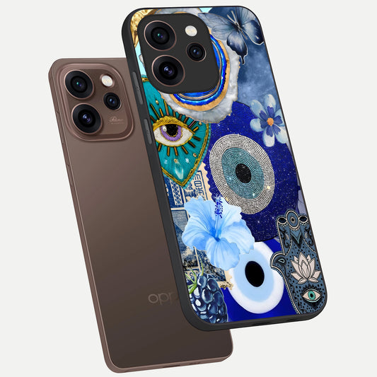 Celestial Blue Vision phone case For Oppo Reno 15 Pro showing premium glass back cover with detailed artwork