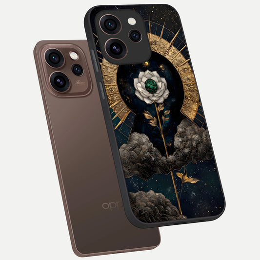 Celestial Lotus Morang phone case For Oppo Reno 15 Pro showing premium glass back cover with detailed artwork