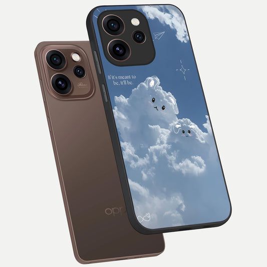 Cloud Bunny Dreams phone case For Oppo Reno 15 Pro showing premium glass back cover with detailed artwork