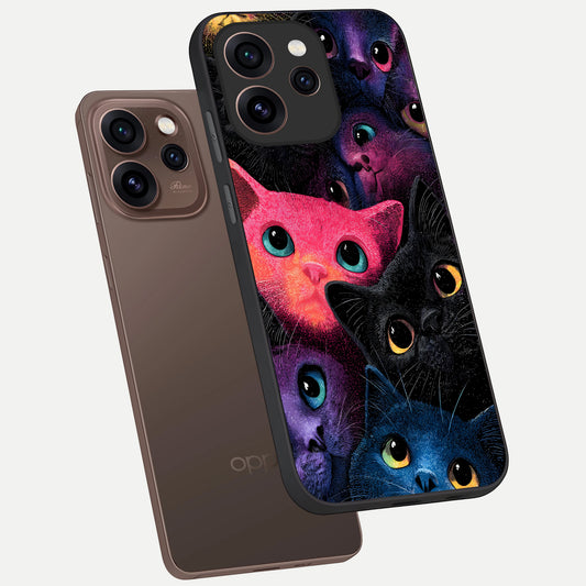 Cosmic Cats Dreams phone case For Oppo Reno 15 Pro showing premium glass back cover with detailed artwork