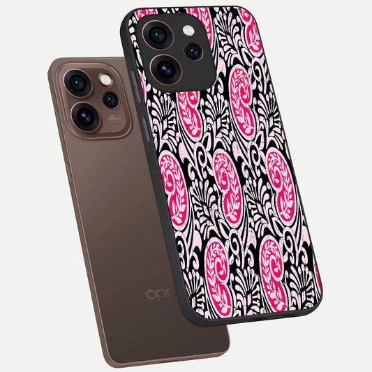 Crimson Paisley Charm phone case For Oppo Reno 15 Pro showing premium glass back cover with detailed artwork