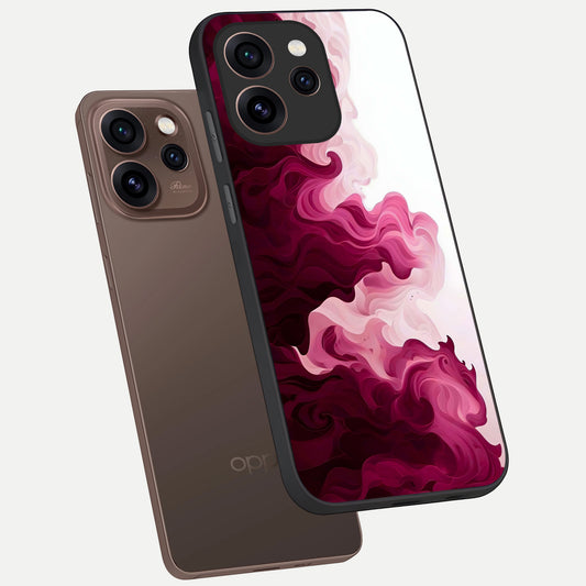 Crimson Wave Flow phone case For Oppo Reno 15 Pro showing premium glass back cover with detailed artwork