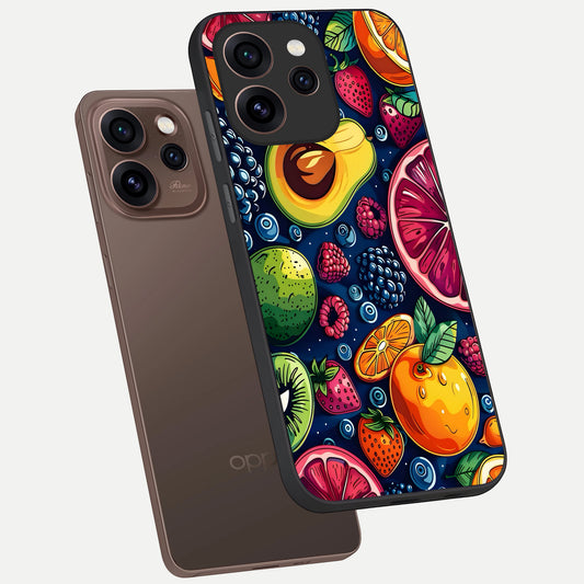 Cute Fruits Art phone case For Oppo Reno 15 Pro showing premium glass back cover with detailed artwork