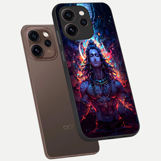 Divine Fire Shiv phone case For Oppo Reno 15 Pro showing premium glass back cover with detailed artwork
