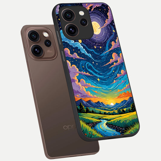 Dreamy Night Landscape phone case For Oppo Reno 15 Pro showing premium glass back cover with detailed artwork