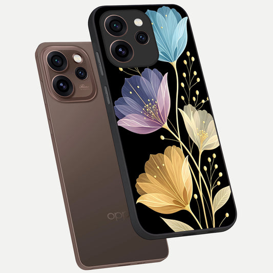 Flower Bloom Glow phone case For Oppo Reno 15 Pro showing premium glass back cover with detailed artwork
