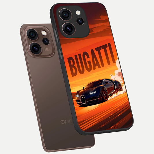 Inferno Bugatti Storm phone case For Oppo Reno 15 Pro showing premium glass back cover with detailed artwork