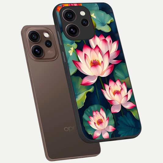 Lotus Dream Serenity phone case For Oppo Reno 15 Pro showing premium glass back cover with detailed artwork