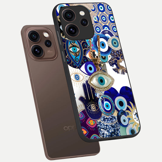 Mystic Charm Eye phone case For Oppo Reno 15 Pro showing premium glass back cover with detailed artwork