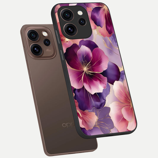 Pink Bouquet Florals phone case For Oppo Reno 15 Pro showing premium glass back cover with detailed artwork