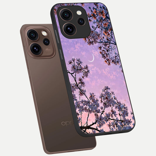 Purple Serenity Moon phone case For Oppo Reno 15 Pro showing premium glass back cover with detailed artwork