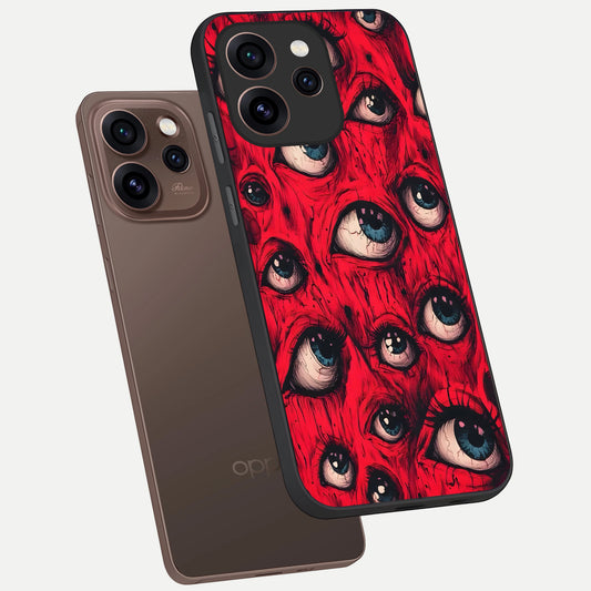 Red Eyes Pattern phone case For Oppo Reno 15 Pro showing premium glass back cover with detailed artwork