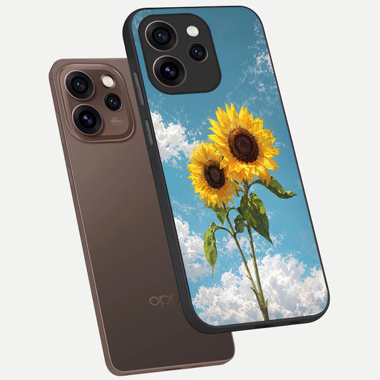 Sunlit Daisy Glow phone case For Oppo Reno 15 Pro showing premium glass back cover with detailed artwork