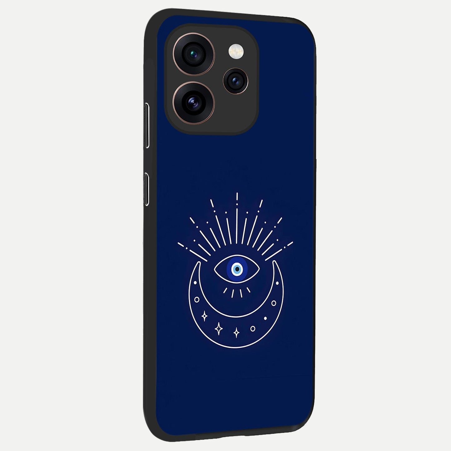 Blue Evil Eye back cover For Oppo Reno 15 Pro slim fit glass case with vibrant aesthetic design