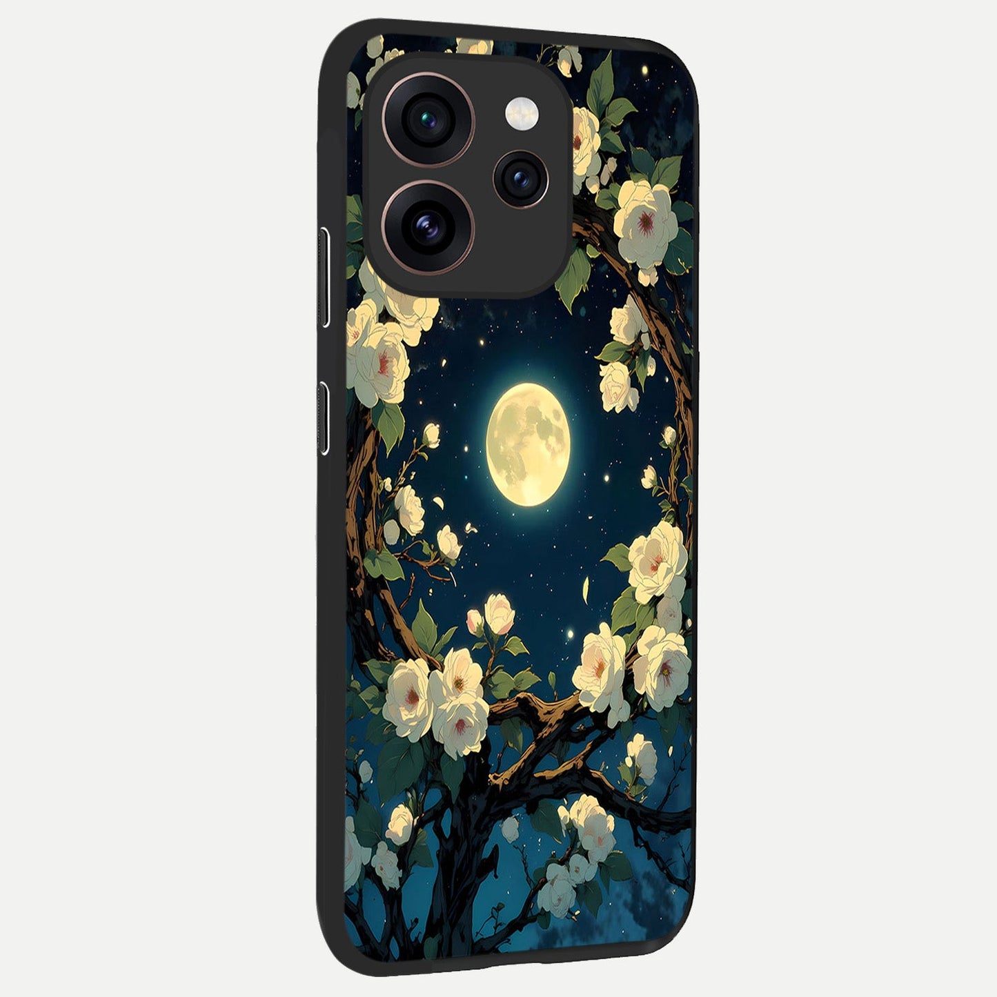 Celestial Moon And Flower back cover For Oppo Reno 15 Pro slim fit glass case with vibrant aesthetic design